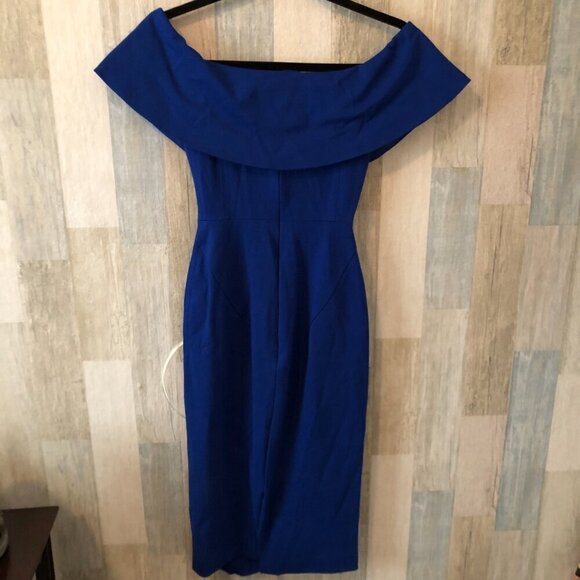 Aritzia Babaton Ruslan Midi Dress - Cobalt Blue Off Shoulder - Picture 4 of 6